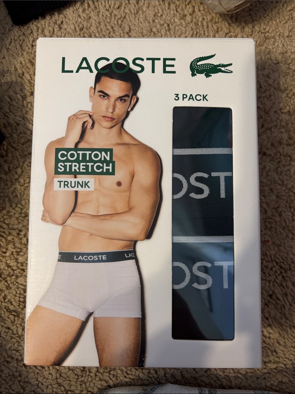 Lacoste Men's Cotton Stretch Trunk Pack in White and Black